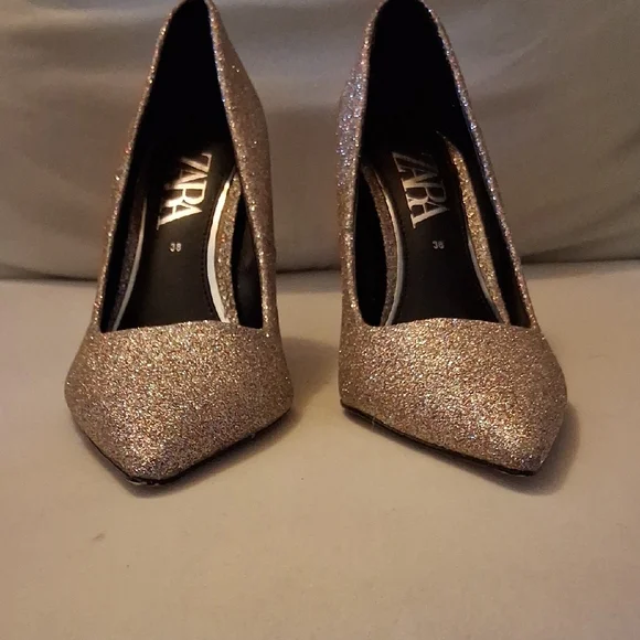 Zara Women's Sparkling Heels - Gold - Picture 2 of 4